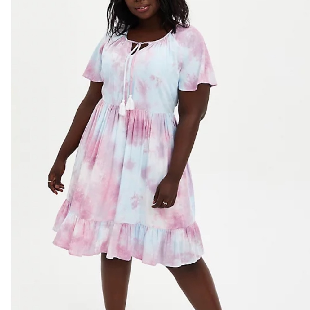 Torrid Tie-Dye Crosshatch Tiered Babydoll Dress